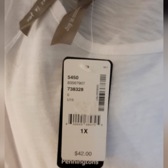 #088 Penningtons "Joy is Contagious" White tunic - Picture 2 of 6